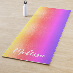 Tapis De Yoga Nom personnalisé Arc-en-ciel