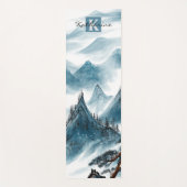 Tapis De Yoga Nom personnalisé Blue White Mountain View (Devant)