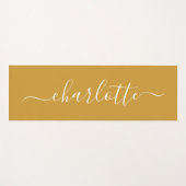 Tapis De Yoga Nom personnalisé Chic Calligraphie Moutarde Jaune (Devant (Horizontal))