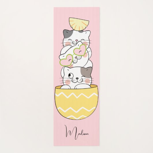 Tapis De Yoga Nom personnalisé Cute Kittens (Dos)