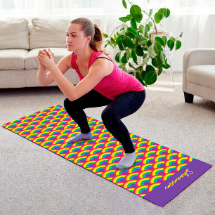 Tapis De Yoga Nom personnalisé de l'échelle de sirène arc-en-cie