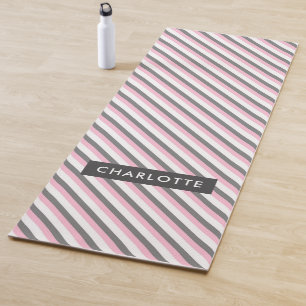 Tapis De Yoga Nom personnalisé du motif de bandes diagonales mig