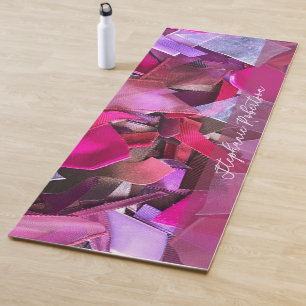 Tapis De Yoga Nom personnalisé Effet 3D Abstrait Ruban Rose Roug