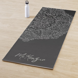 Tapis De Yoga Nom personnalisé Mandala Modern Black White