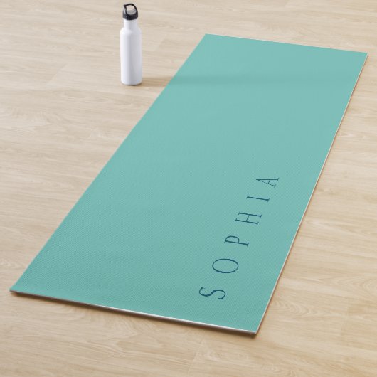 Tapis De Yoga Nom personnalisé moderne Turquoise et bleu (En situation)