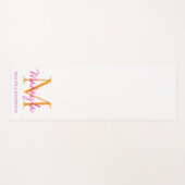Tapis De Yoga Nom personnalisé Monogramme rose Script (Devant (Horizontal))