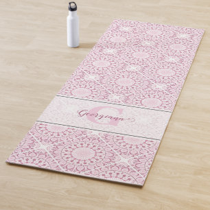Tapis De Yoga Nom personnalisé Pretty Rose Confetti Lace Mandala