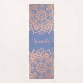 Tapis De Yoga Nom personnalisé Rose Gold Mandala Blue (Devant)