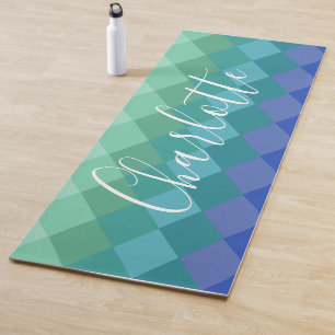 Tapis De Yoga Nom personnalisé Vibrant Bleu Vert Calme Zen