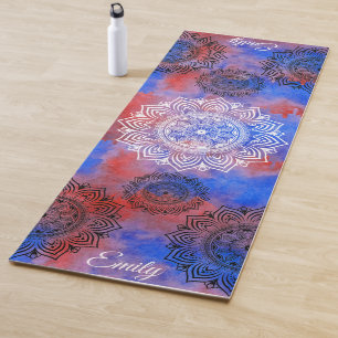Tapis De Yoga Nom personnalisé Watercolor Mandala Exercice Yoga