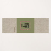 Tapis De Yoga Nom personnalisé Zen vert brun burlap imprimer yog (Devant (Horizontal))