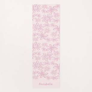Tapis De Yoga Nom vintage & Motif de gribouillis rose et bleu