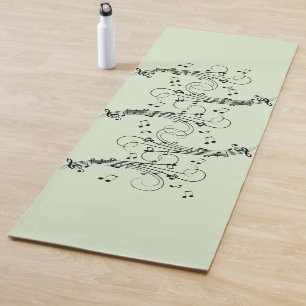 Tapis De Yoga Notes de fantaisie Design de musique verte