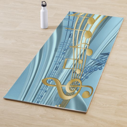 Tapis De Yoga Notes de musique bleu bébé (En situation)