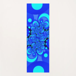 Tapis De Yoga Nuances de bleu moderne art fractal Abstrait