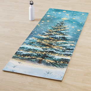 Tapis De Yoga Nuit silencieuse Arbre de Noël lumineux Forêt