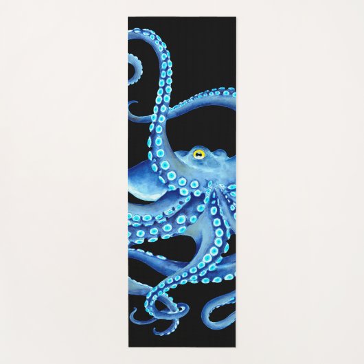 Tapis De Yoga Octopus bleu noir (Devant)