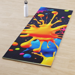 Tapis De Yoga Oeuvre Abstraite de peinture à néon