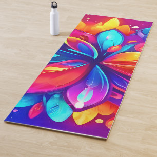 Tapis De Yoga Oeuvre de fleurs psychédélique