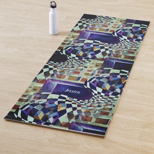 Tapis De Yoga Oeuvre moderne Abstraite et branchée 80s 90 (En situation)