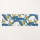 Tapis De Yoga Oiseau de fleurs de paradis sur blanc (Devant (Horizontal))