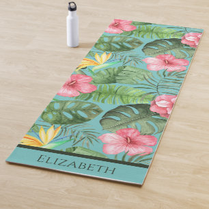 Tapis De Yoga Oiseau hawaïen tropical du Paradis Floral