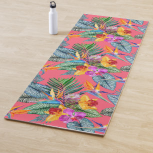 Tapis De Yoga Oiseau Tropical Du Paradis Et Jardin De Printemps