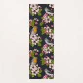 Tapis De Yoga Oiseaux et fleurs en noir (Devant)