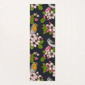 Tapis De Yoga Oiseaux et fleurs en noir (Dos)