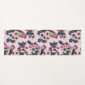 Tapis De Yoga Oiseaux et fleurs roses (Devant (Horizontal))