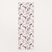 Tapis De Yoga Oiseaux japonais et fleurs rouges et gris (Devant)