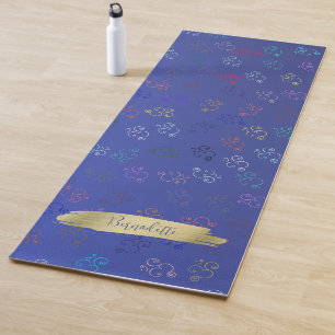Tapis De Yoga OM du chaos Bleu, Joli Indigo Om