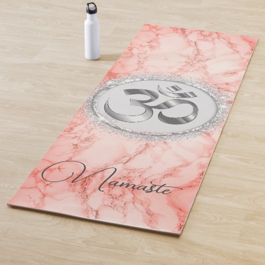 Tapis De Yoga OM Namaste Marbre rose (En situation)