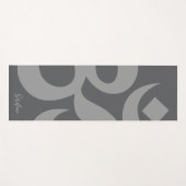 Tapis De Yoga Om Symbole Gris Nom personnalisé Réversible (Devant (Horizontal))
