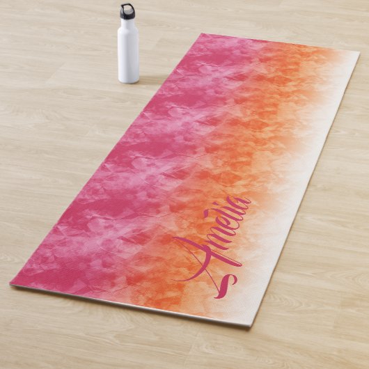 Tapis De Yoga Ombre Ice Soft Pink Orange ID115 (En situation)