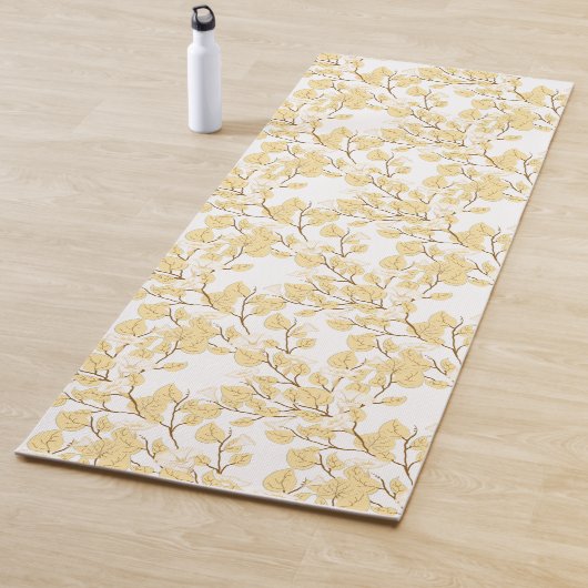 Tapis De Yoga Or Blanc Matin Fleur de gloire (En situation)