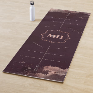 Tapis De Yoga  Or Bourgogne & Rose, Lignes d'alignement du corps