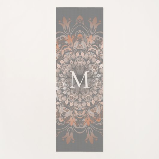 Tapis De Yoga Or Gris Et Rose | Monogramme Mandala (Devant)