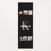 Tapis De Yoga Or monogramme initial nom photo noir (Devant)
