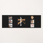 Tapis De Yoga Or monogramme initial nom photo noir (Devant (Horizontal))