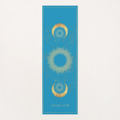 Tapis De Yoga Or Turquoise Soleil Lune Céleste (Devant)