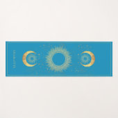 Tapis De Yoga Or Turquoise Soleil Lune Céleste (Devant (Horizontal))