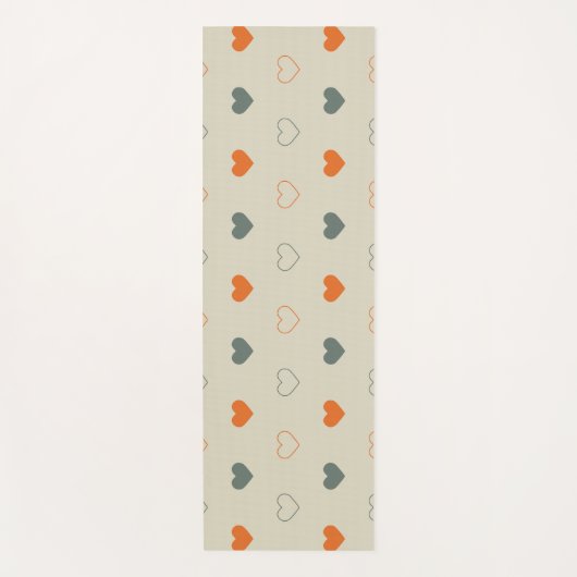 Tapis De Yoga Orange and Green Heart Grid Pattern (Devant)