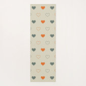Tapis De Yoga Orange and Green Heart Grid Pattern (Dos)
