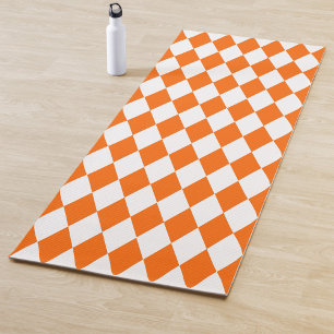 Tapis De Yoga Orange blanc Arlequin Diamants Checkers Design