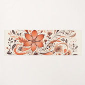 Tapis De Yoga Orange Brown Folk Floral (Devant (Horizontal))