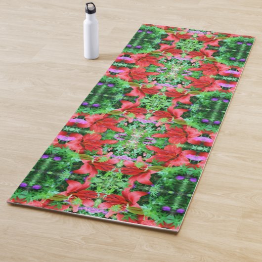Tapis De Yoga Orange Daylilies Abstrait Flower Art (En situation)