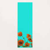 Tapis De Yoga Orange Fleurs de pavot Floral Monogrammes Initiale (Dos)