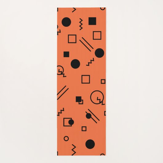 Tapis De Yoga Orange, fun, trendy, geometric Memphis graphic (Dos)