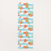 Tapis De Yoga Oranges sur bandes turquoise et blanche (Dos)
